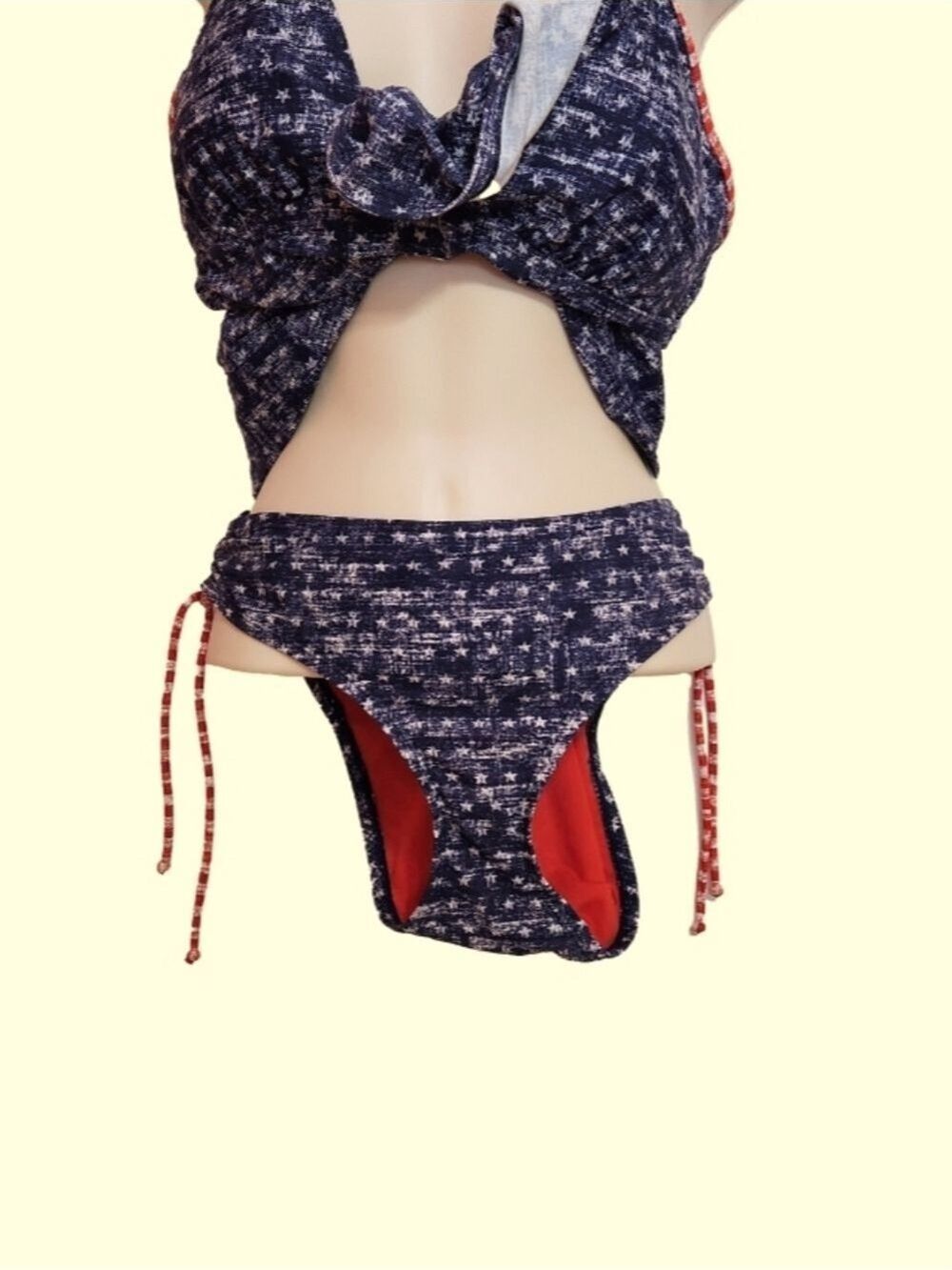 Mossimo Blue White Red Star Swimsuit Bottom Large